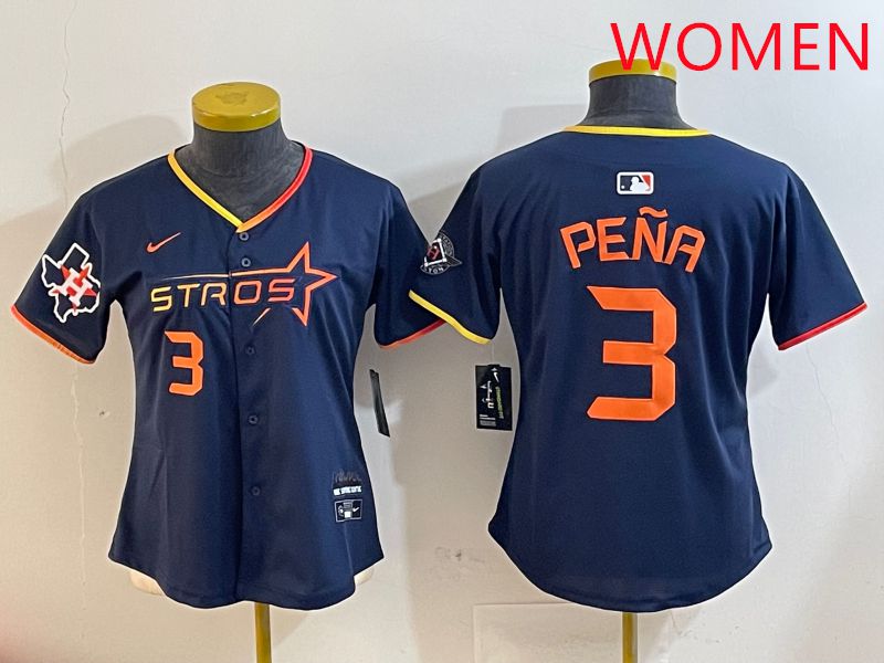 Women Houston Astros #3 Pena Drak Blue Three generations Joint Name 2025 Nike MLB Jersey style 4108